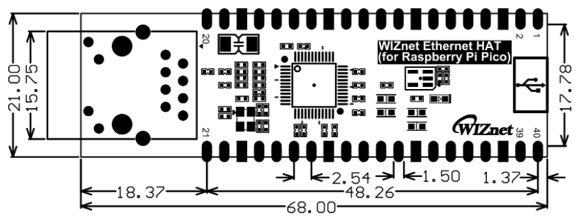 Mechanical Drawing - WIZnet Ethernet HAT Mechanical Drawing - WIZnet Ethernet HAT